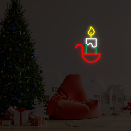 "Bougie de Noël" - Signe en néon LED