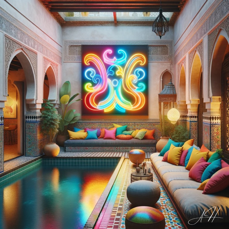 „Riad Marocain“ – LED-Leuchtreklame