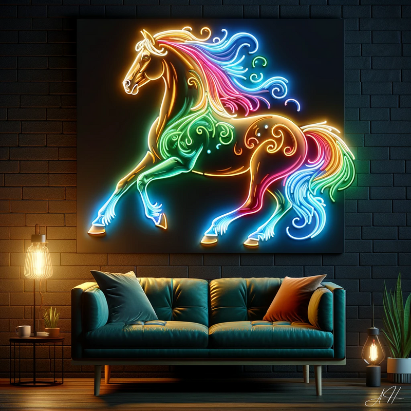 „Neon Horse Spirit“ – LED-Neonschild