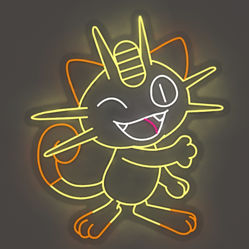 'Meowth Pokémon' - letrero de neón LED