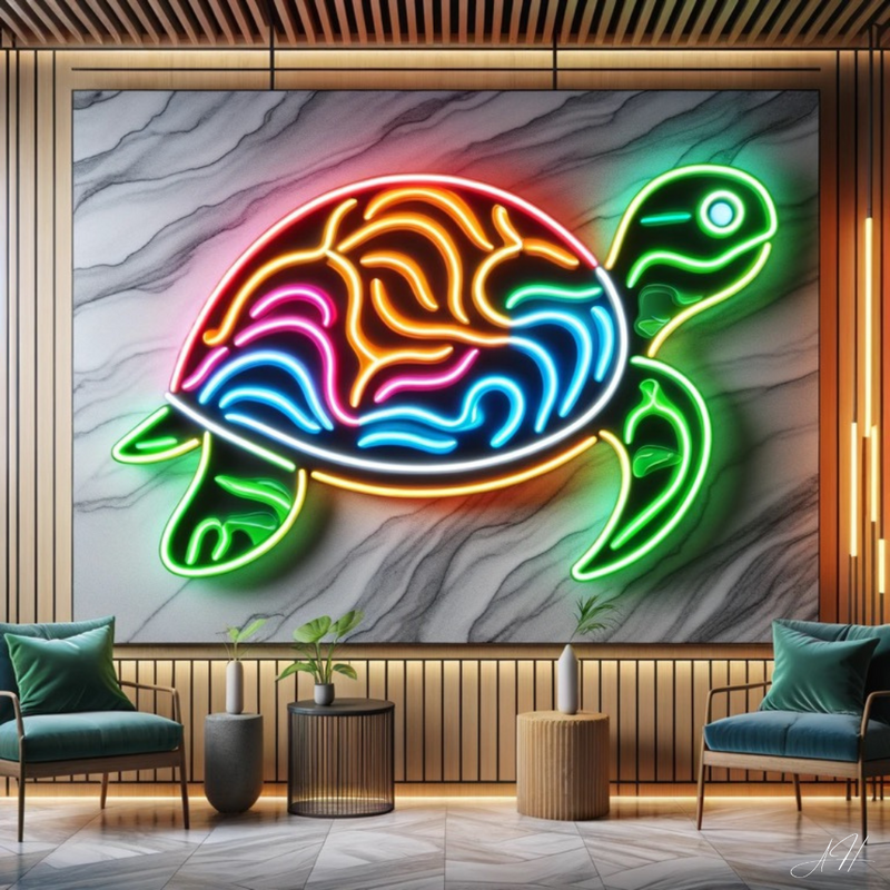 'Neon Turtle' - Letrero de neón LED