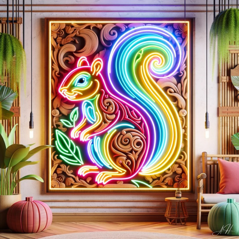 'Cheerful Squirrel Neon' - LED neon sign