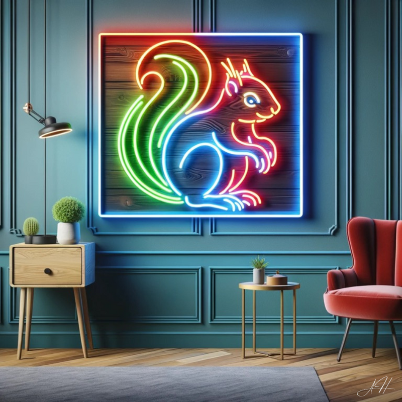 'Neon Squirrel' - letreiro de néon LED