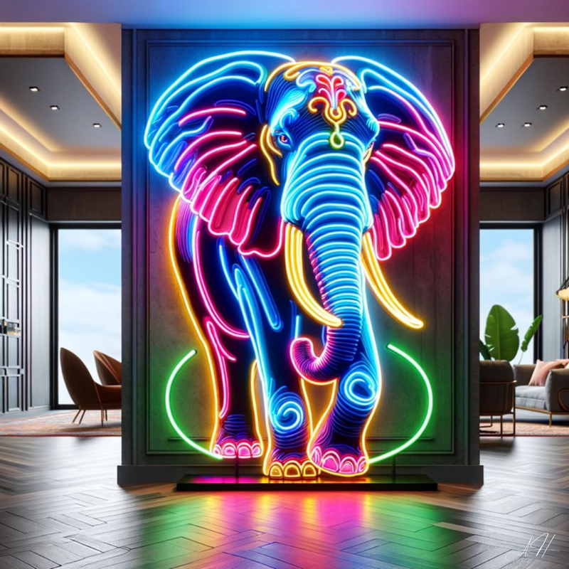 'Neon Elephant' - Letrero de neón LED