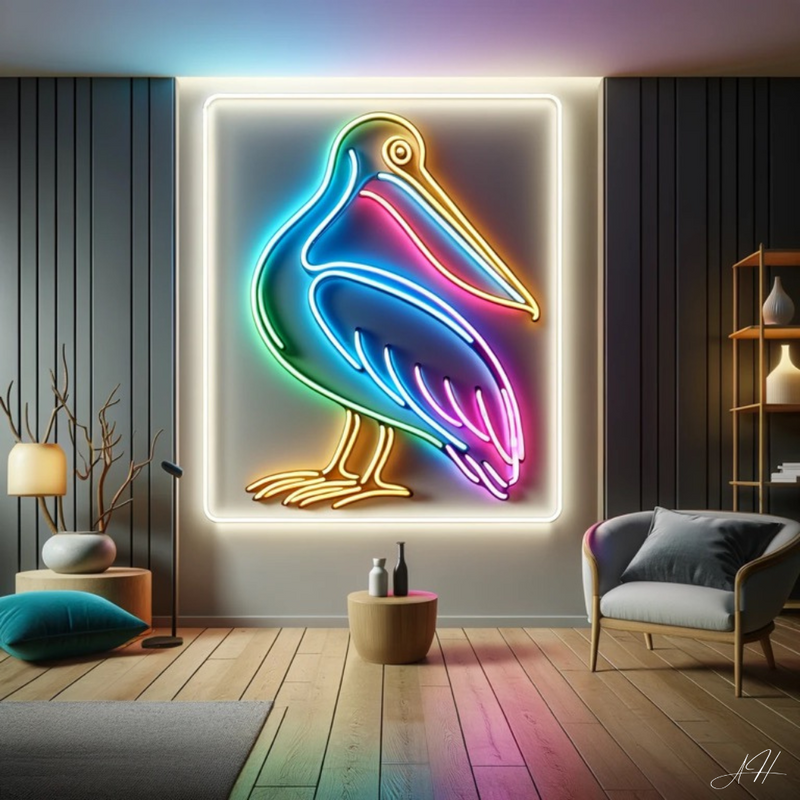 „Elegant Pelican Neon“ – LED-Neonschild