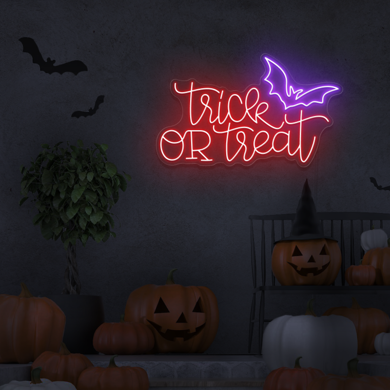 'Trick or treat' - signe en néon LED
