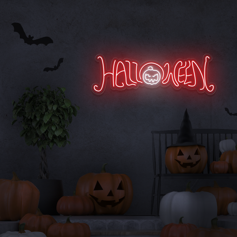 'Scared Halloween' - letreiro de néon LED