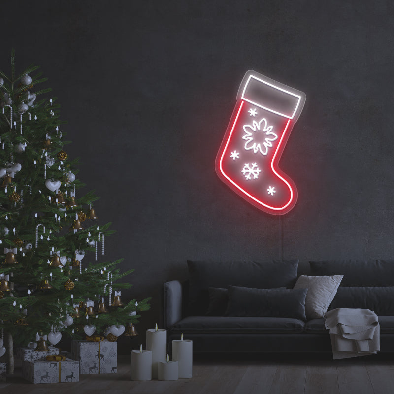 "Calcetín de Navidad" - Letrero de neón LED