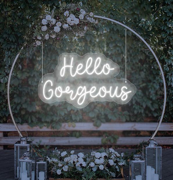 "Hello Gorgeous" - Insegna al neon a LED