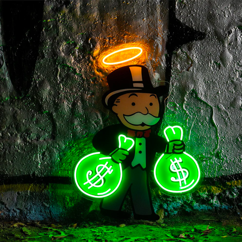 "Monopoly ca$h" - Signe en néon LED