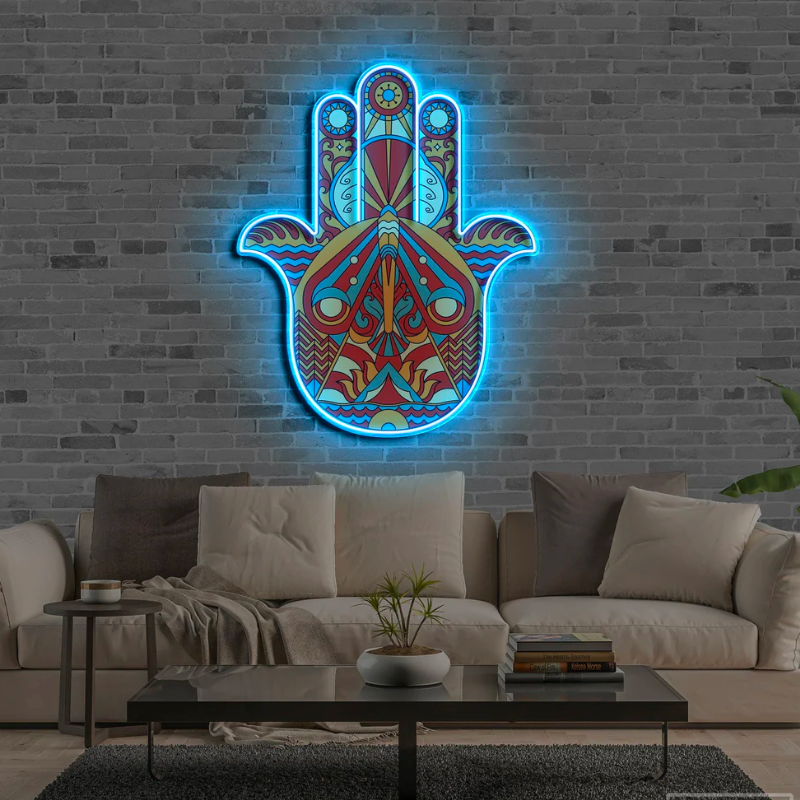 "MÃO DE HAMSA" - letreiro de néon LED