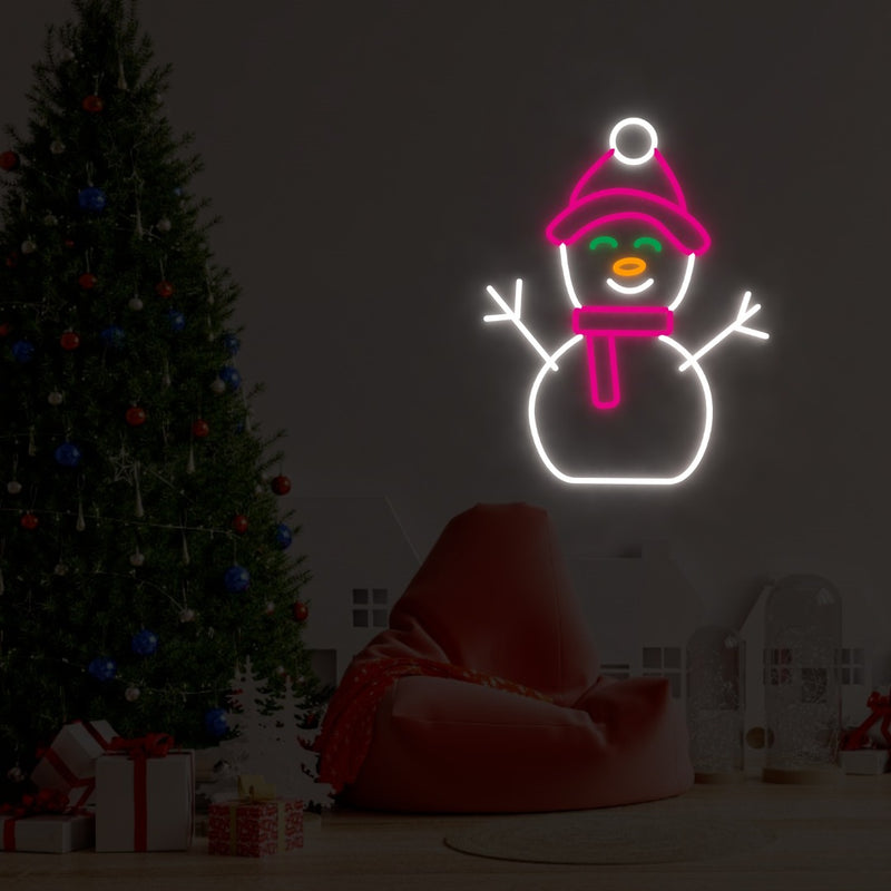 "Muñeco de nieve navideño" - Letrero de neón LED