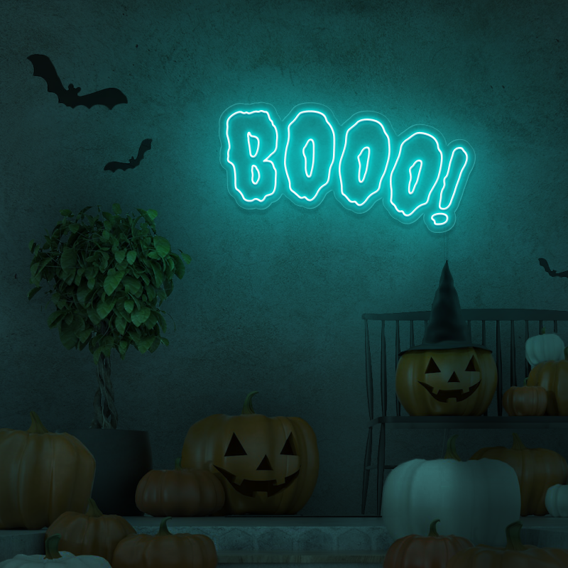 'BOOO!' - signe en néon LED