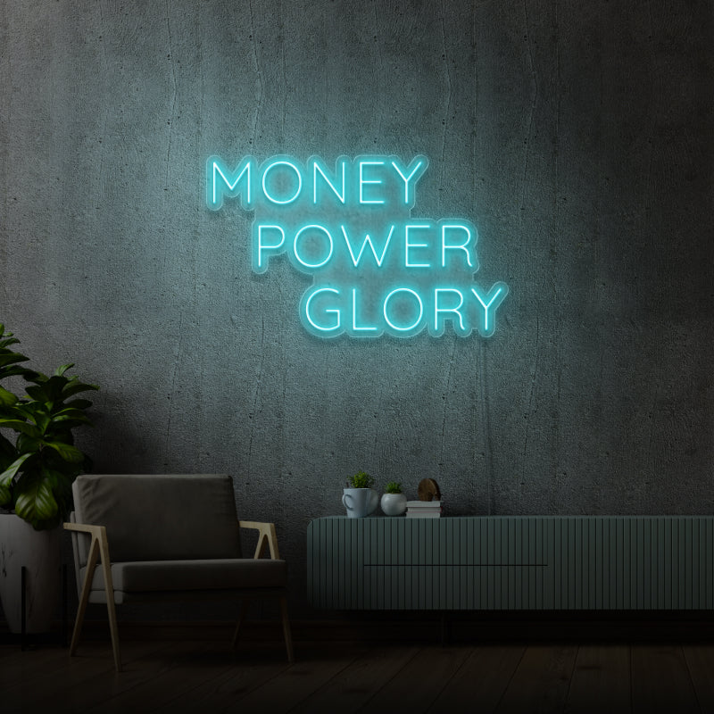 'MONEY POWER GLORY' - letreiro de néon LED