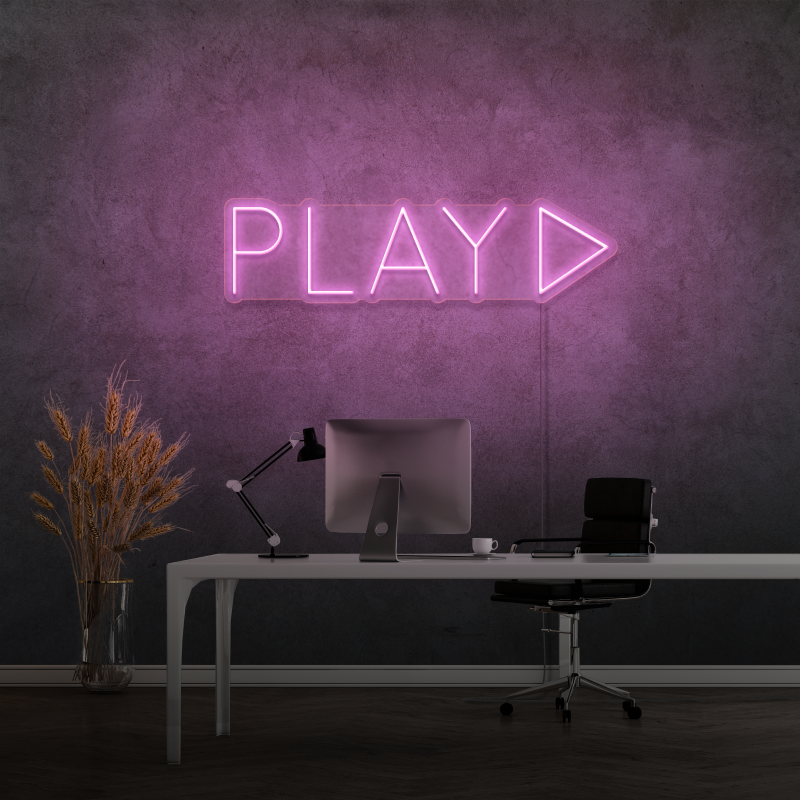 "PLAY" - letreiro de néon LED