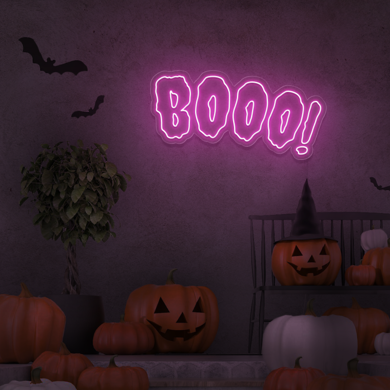 'BOOO!' - signe en néon LED