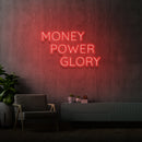'MONEY POWER GLORY' - letreiro de néon LED