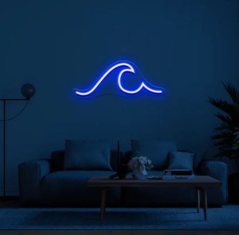 Néon Vague Surf – Enseigne LED Bleue Ambiance Californienne – Maison Pamplune