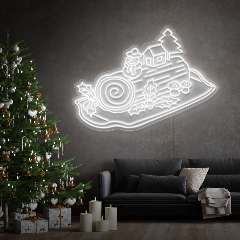 „Weihnachtslog“ – LED-Leuchtreklame