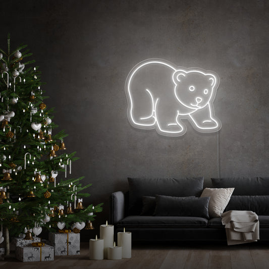 „Weihnachtsbär“ – LED-Leuchtreklame