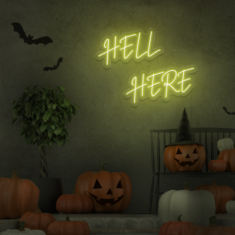 „Hell Here“ – LED-Neonschild